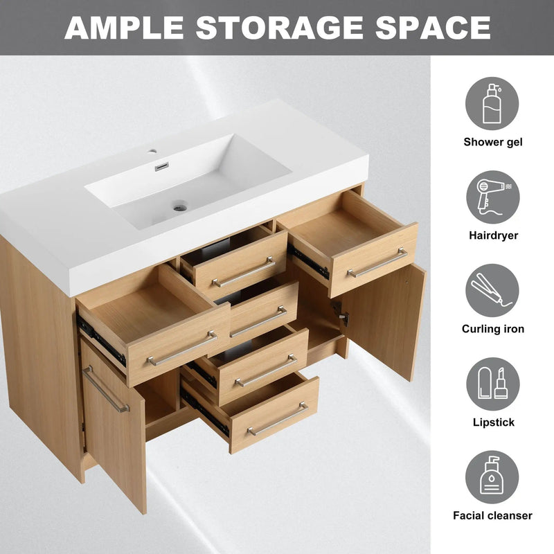 Freestanding Bathroom Vanity With Resin Sink, Soft-Closing Doors And Drawers by Unique Piece Furniture