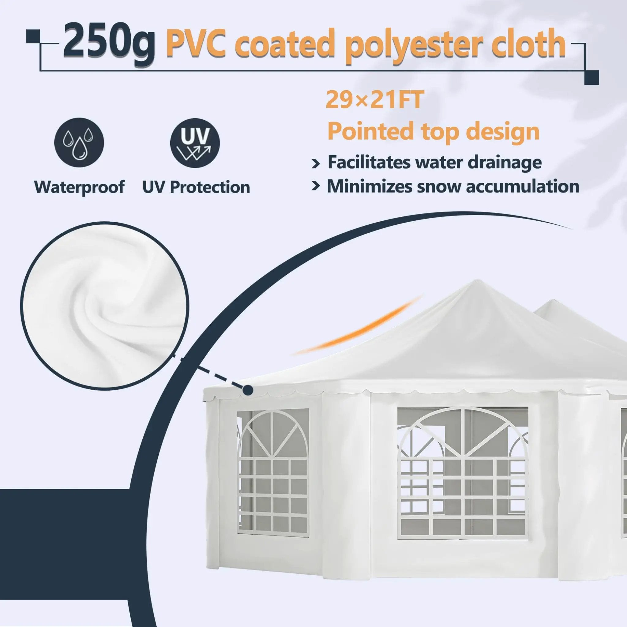 [29X21FT] Extra-Large Heavy-Duty Outdoor Waterproof Party, Wedding Tent With Steel Frame (SAK53821) by SAKSBY WHOLESALE