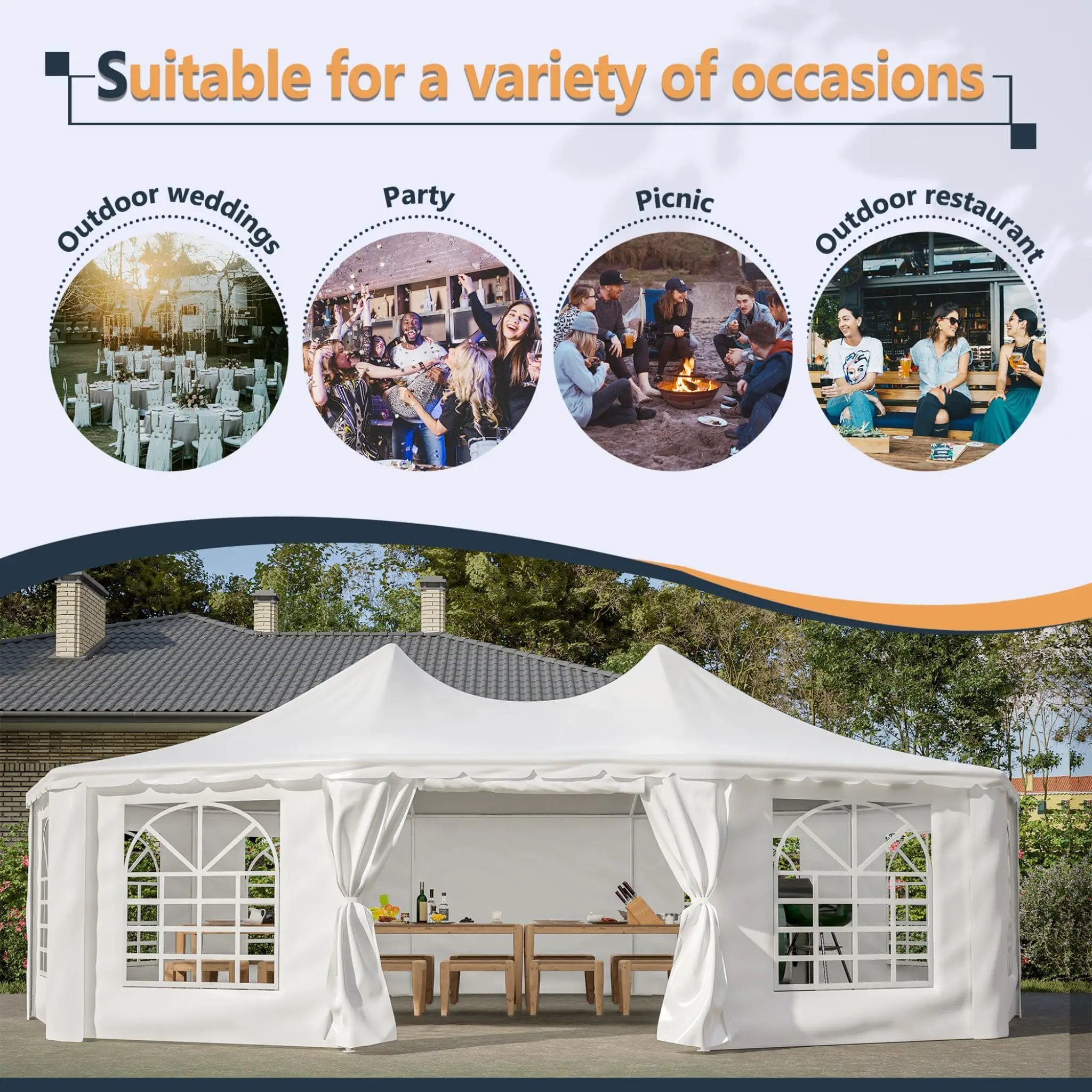 [29X21FT] Extra-Large Heavy-Duty Outdoor Waterproof Party, Wedding Tent With Steel Frame (SAK53821) by SAKSBY WHOLESALE
