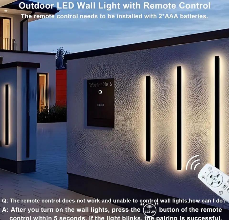Levxhotty 59 inch Modern Outdoor Wall Lights,3000K-6000K Dimmable Outdoor Wall Sconce,Long Wall Light with Remote Control,Exterior Linear Wall Lightin by Selzalot