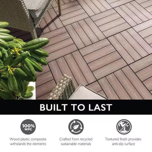 Open Box Design House Straight Edge Trim 3 in. x 12 in. Wood-Plastic Composite Deck Tile in Russet Canyon( 4-Pack by Selzalot