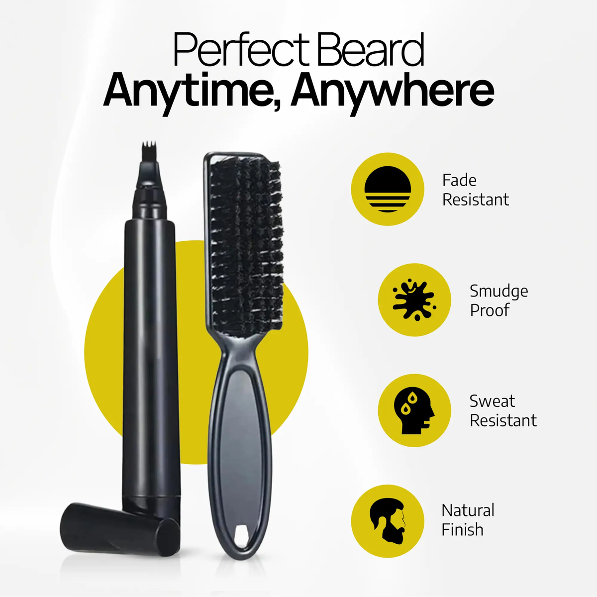 SELZALOT 4-Tip Beard Filler Pen Kit - Waterproof, Sweat-Proof, Long-Lasting Coverage for a Fuller Beard with Brush, photo 10 of 15