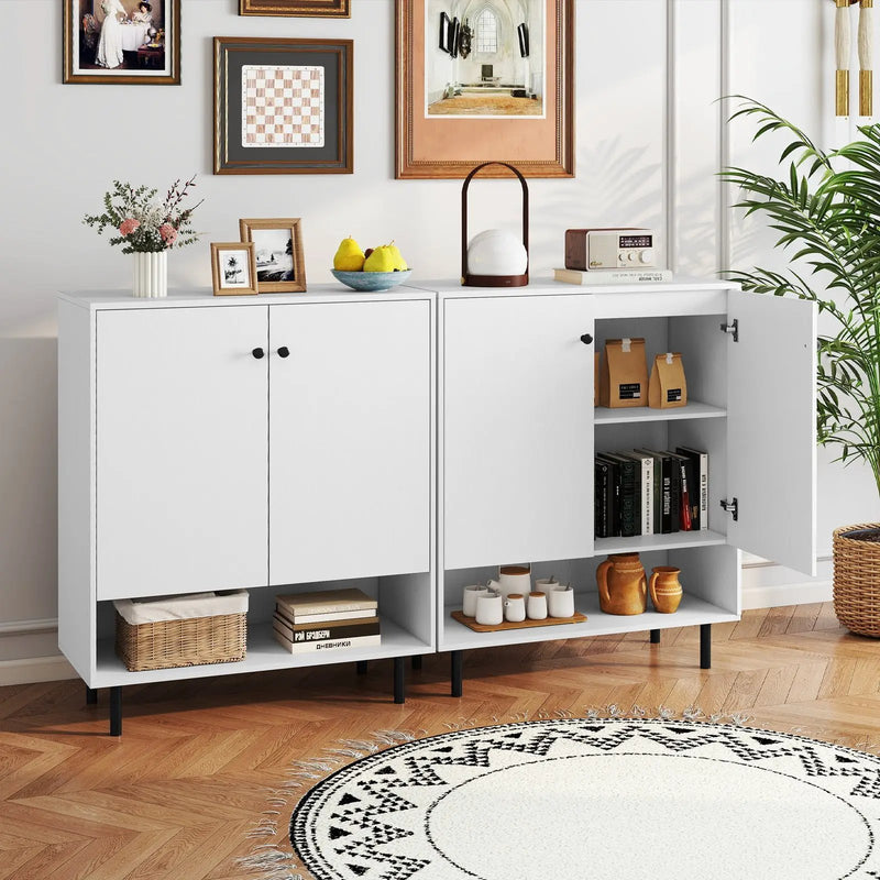 2-Door Sideboard Buffet Cabinet Kitchen with Adjustable Shelf-White by DirectDeals