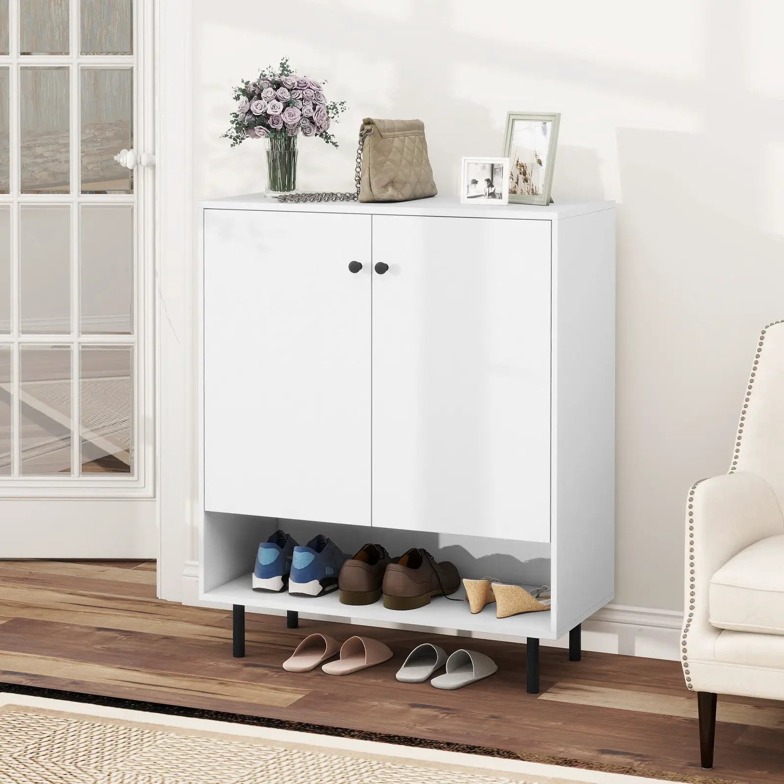 2-Door Sideboard Buffet Cabinet Kitchen with Adjustable Shelf-White by DirectDeals