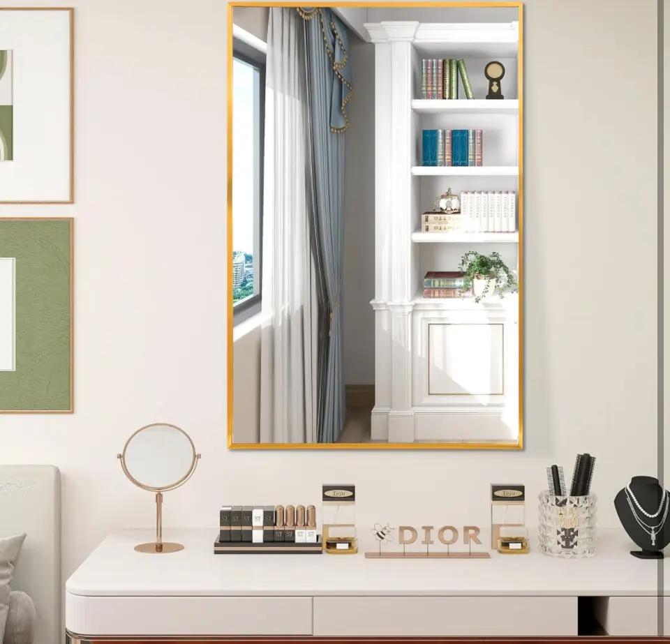 FANYUSHOW Rectangular Wall Mirror with Gold Metal Frame, 24X36 Inch Rectangle Mirror, Gold Bathroom Vanity Mirror Farmhouse, Anti-Rust, Tempered Glass by Selzalot