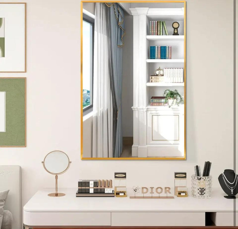 FANYUSHOW Rectangular Wall Mirror with Gold Metal Frame, 24X36 Inch Rectangle Mirror, Gold Bathroom Vanity Mirror Farmhouse, Anti-Rust, Tempered Glass by Selzalot