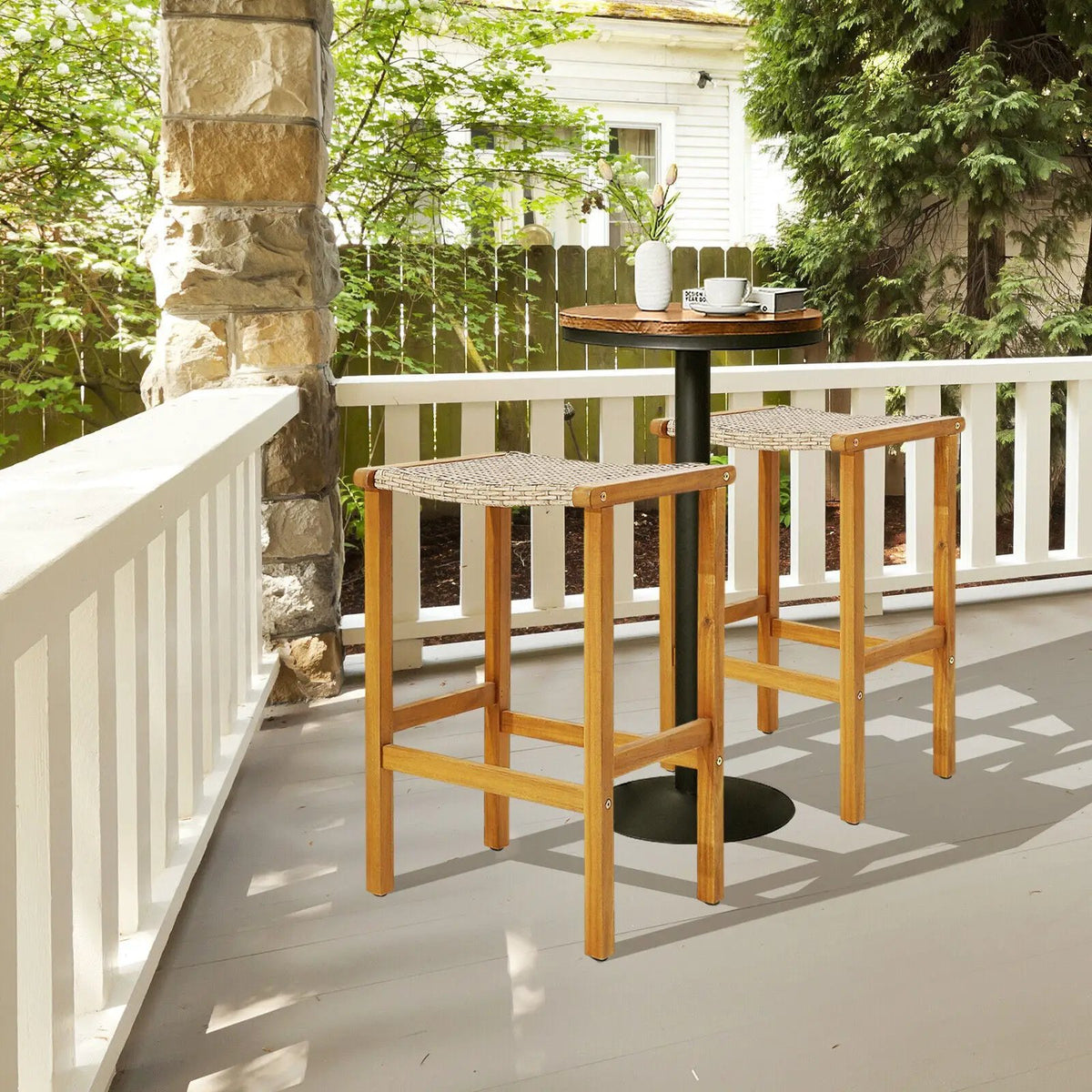 Patio Wood Bar Stools Set of 2/4, photo 5 of 7