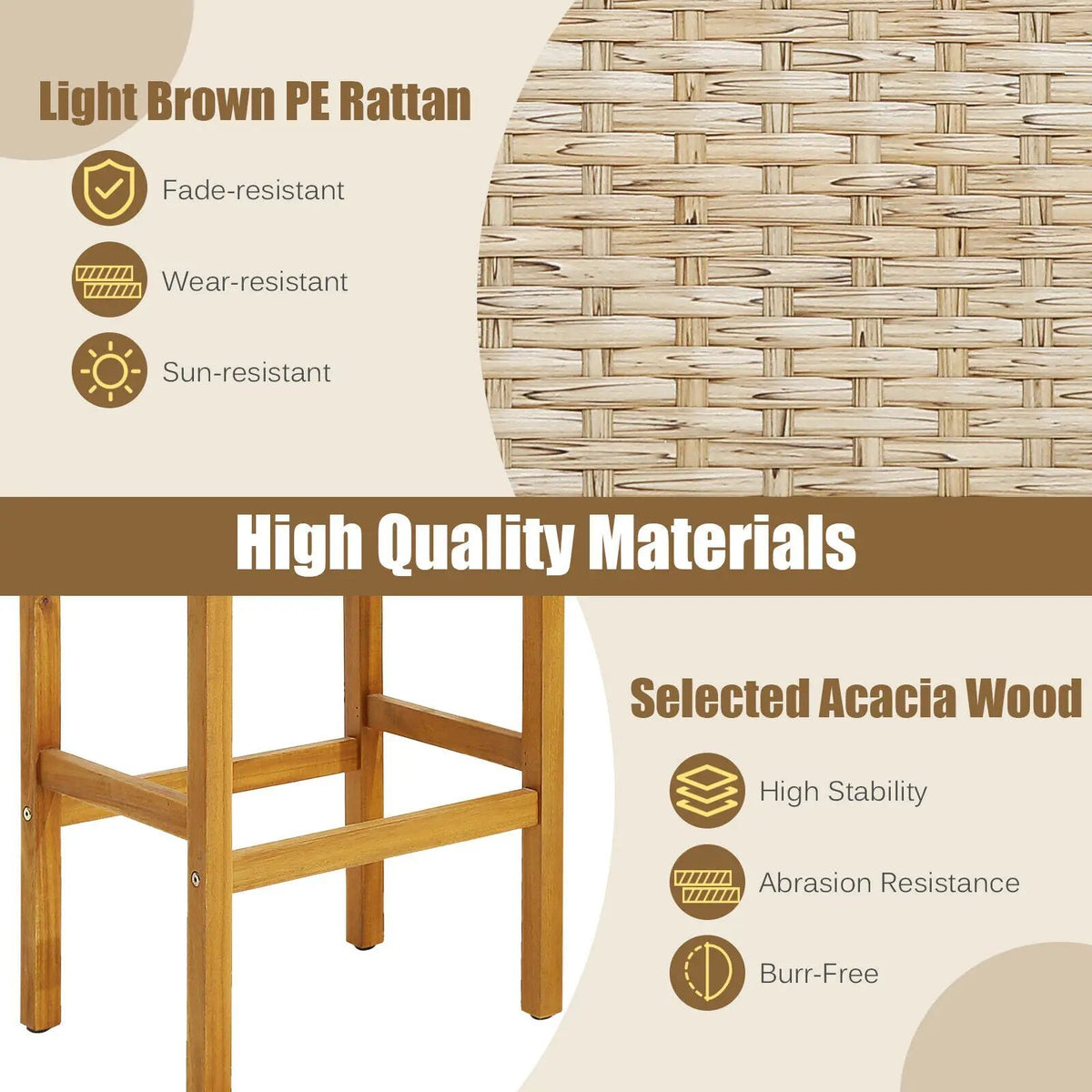 Patio Wood Bar Stools Set of 2/4, photo 6 of 7