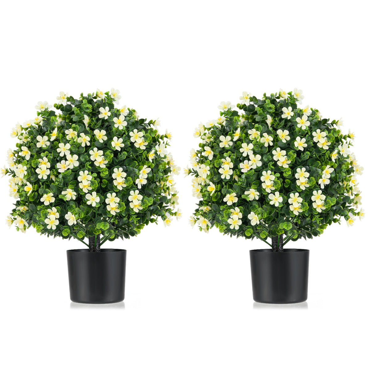 2 Pack Artificial Boxwood Topiary Ball Tree Faux Shrub Bushes with Flowers, photo 9 of 9