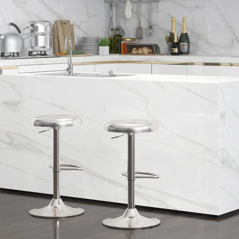 Modern Swivel Adjustable Height Bar Stool with Footrest for Pub Bistro Kitchen Dining by DirectDeals