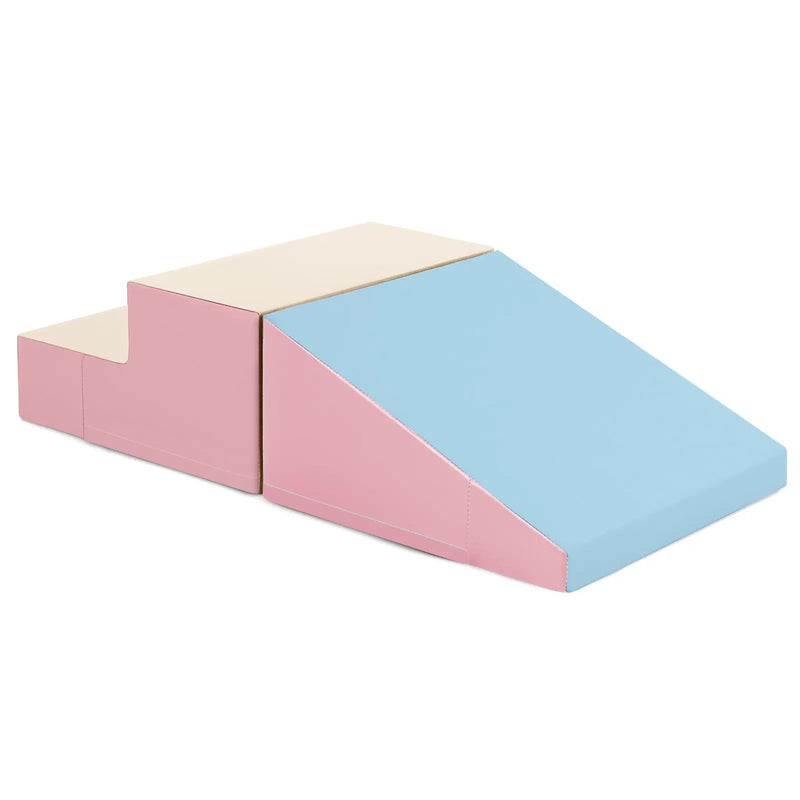 2-Piece Step and Slide Climber for Infants and Toddlers Baby Soft Play Set Foam Blocks-Pink & Blue by DirectDeals