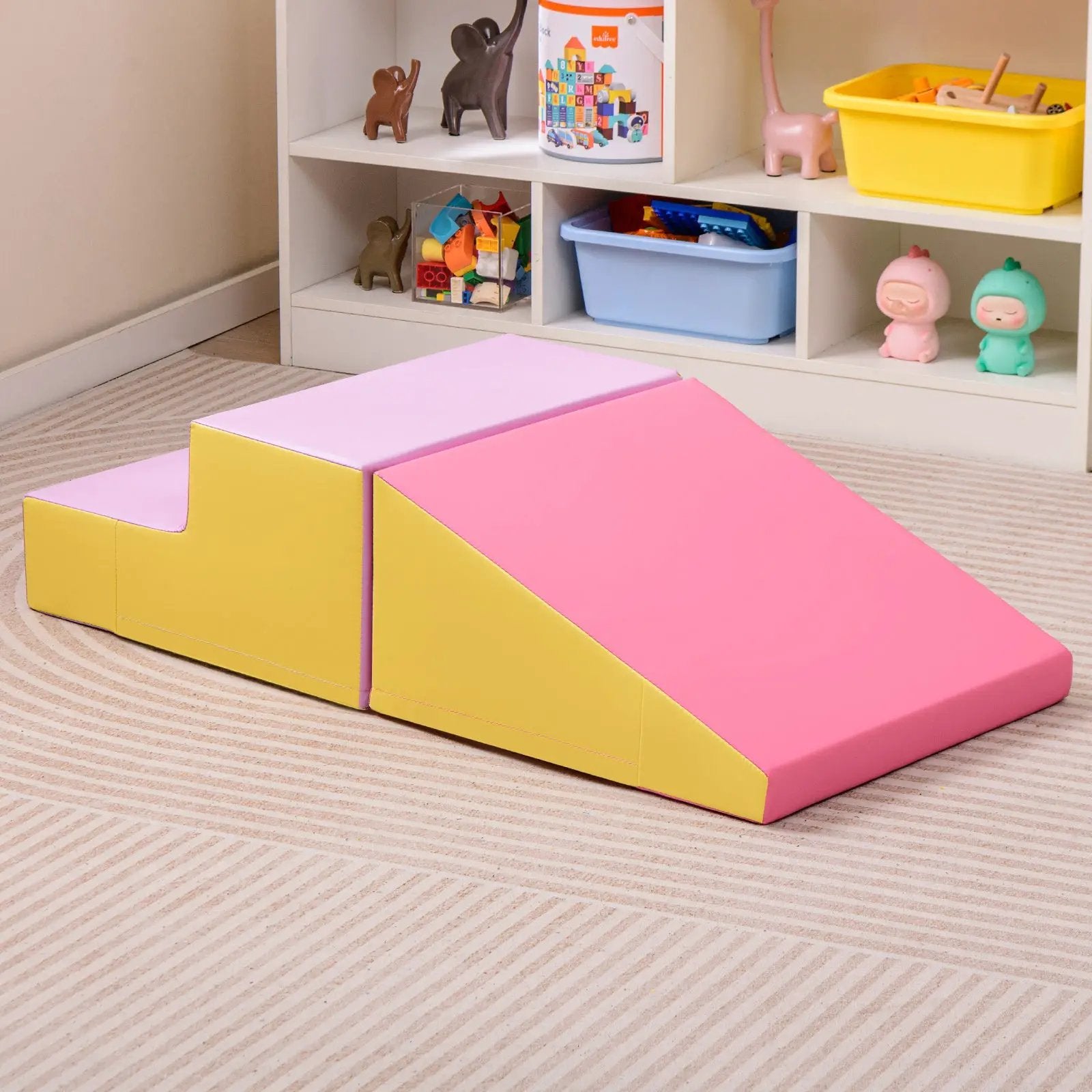 2-Piece Step and Slide Climber for Infants and Toddlers Baby Soft Play Set Foam Blocks-Yellow by DirectDeals