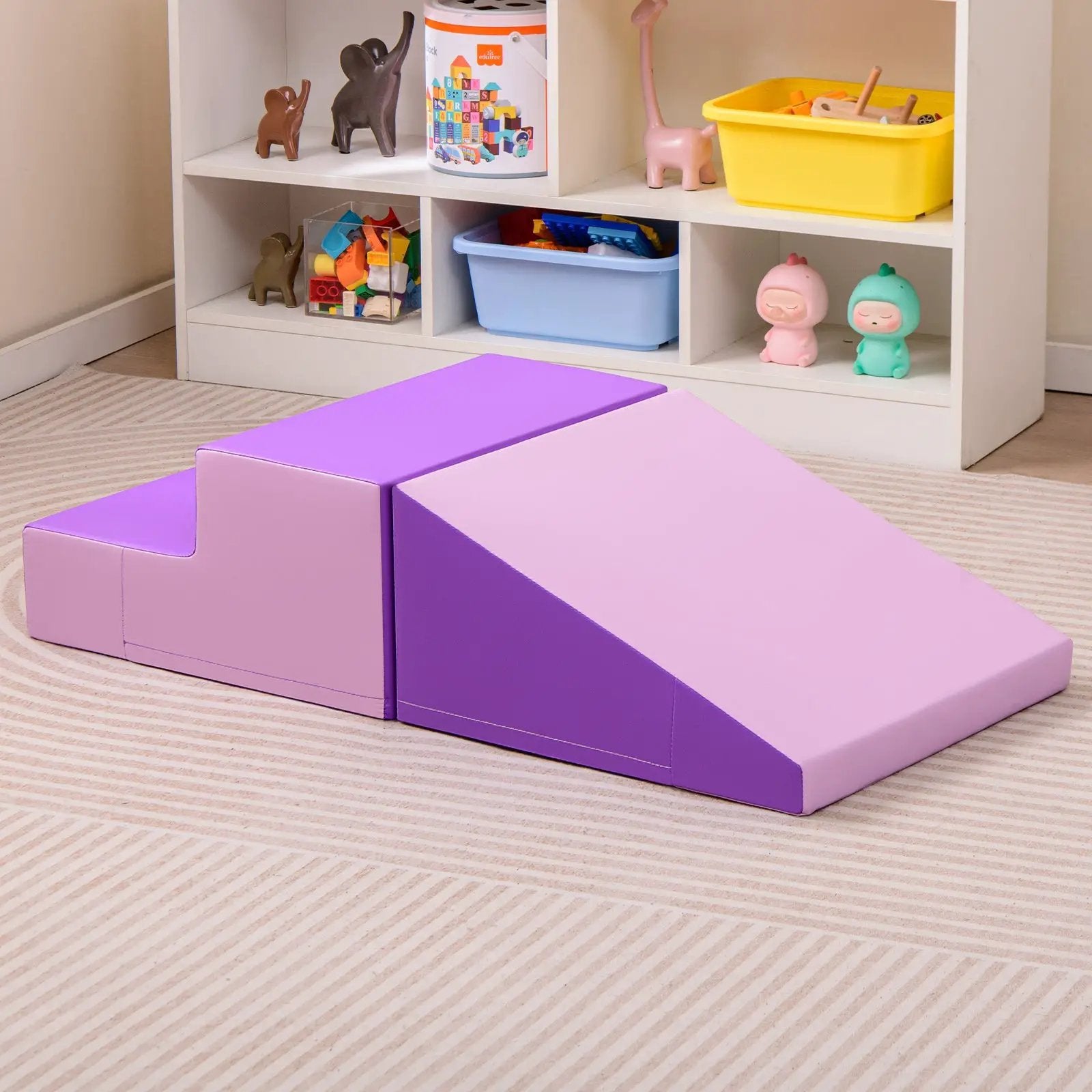2-Piece Step and Slide Climber for Infants and Toddlers Baby Soft Play Set Foam Blocks-Purple by DirectDeals