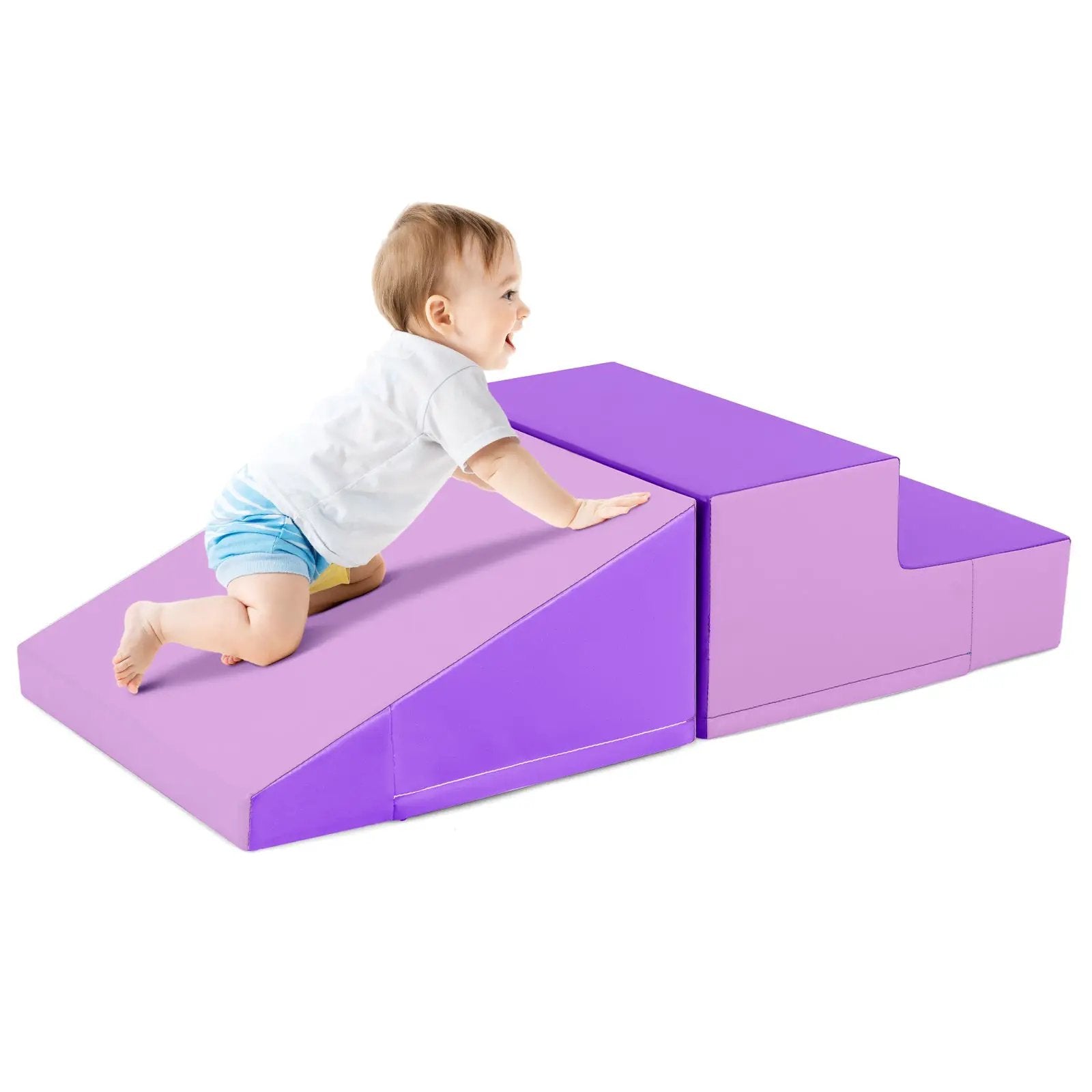 2-Piece Step and Slide Climber for Infants and Toddlers Baby Soft Play Set Foam Blocks-Purple by DirectDeals