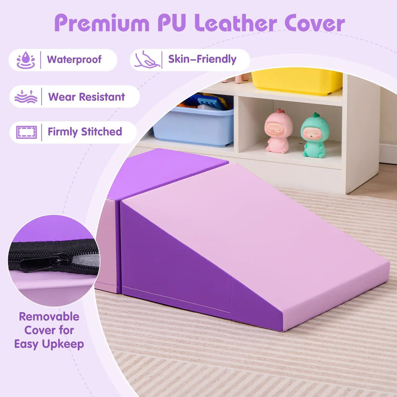 2-Piece Step and Slide Climber for Infants and Toddlers Baby Soft Play Set Foam Blocks-Purple by DirectDeals