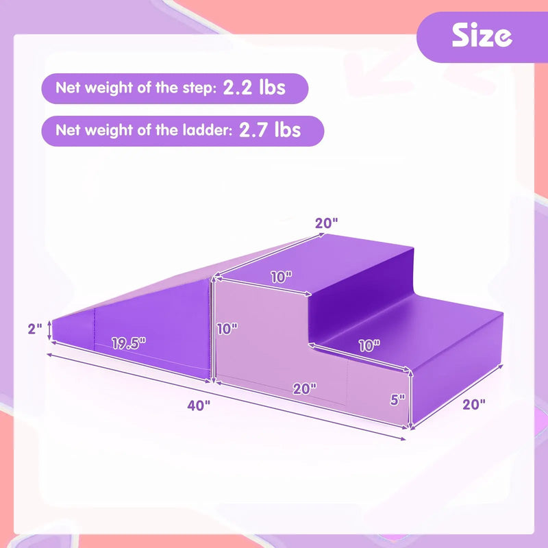 2-Piece Step and Slide Climber for Infants and Toddlers Baby Soft Play Set Foam Blocks-Purple by DirectDeals