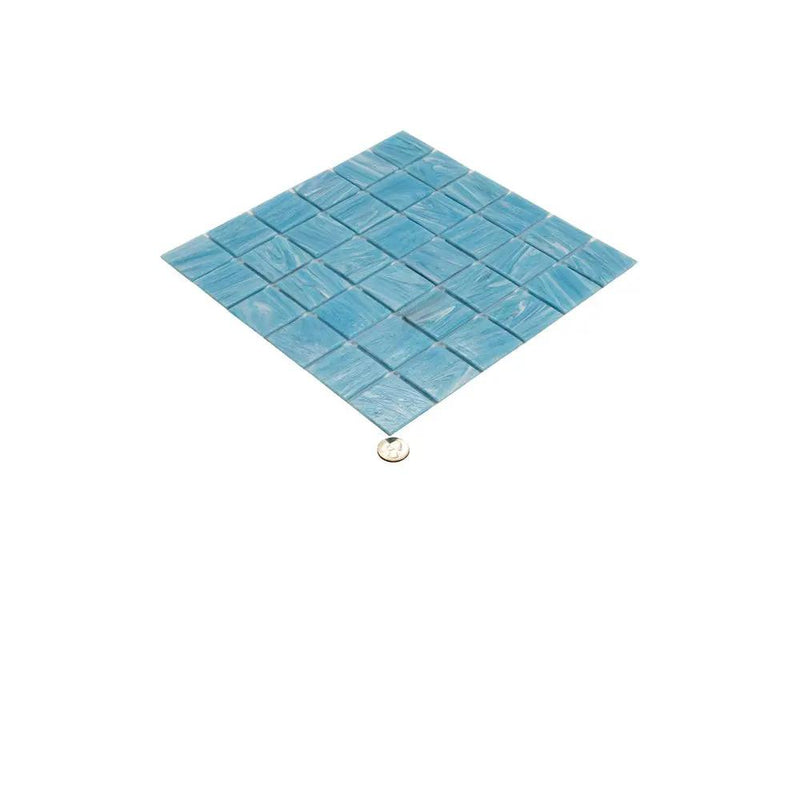 Sky Blue 12x12 Glossy Uniform square Glass Mosaic Tile (10 pack, 10 sq ft/case) by Apollo Tile