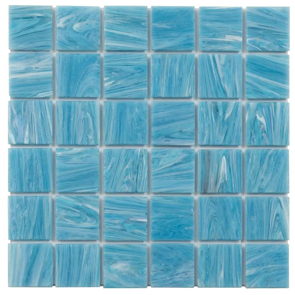Sky Blue 12x12 Glossy Uniform square Glass Mosaic Tile (10 pack, 10 sq ft/case) by Apollo Tile