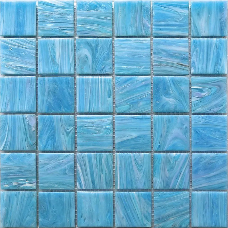 Sky Blue 12x12 Glossy Uniform square Glass Mosaic Tile (10 pack, 10 sq ft/case) by Apollo Tile