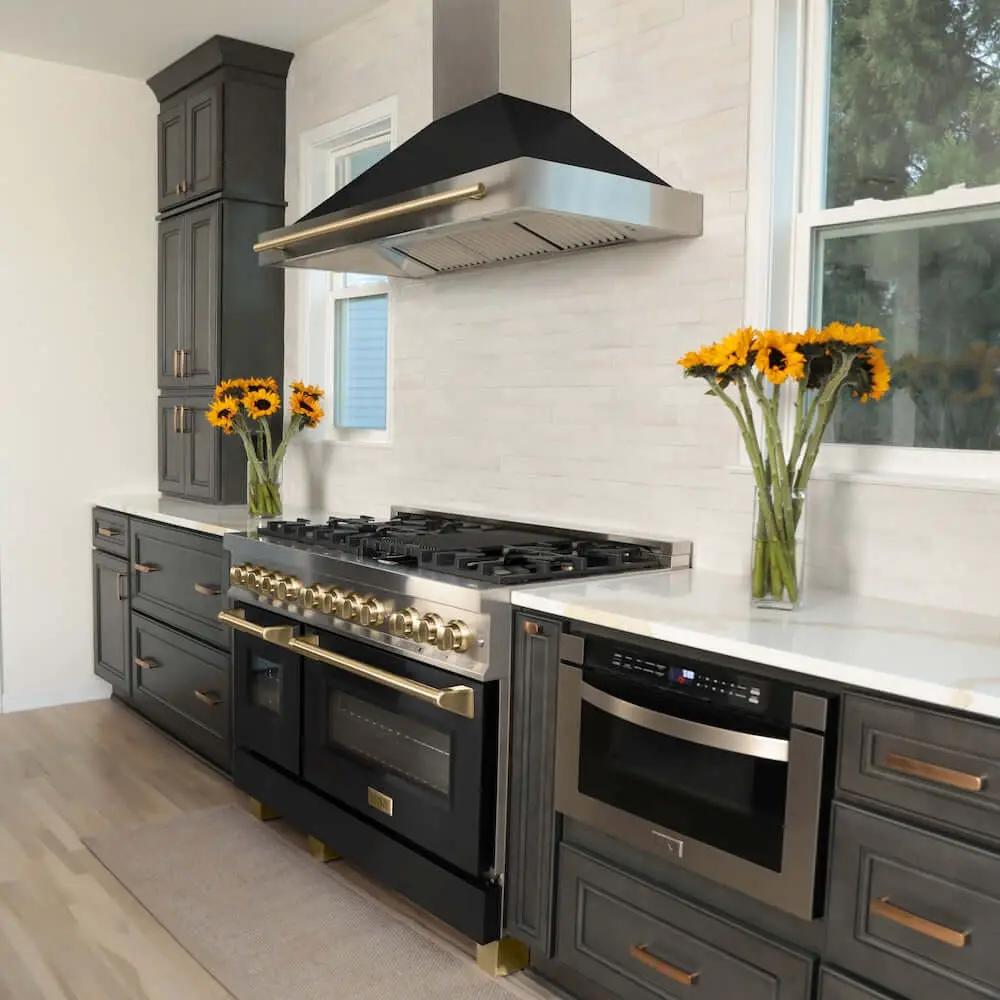 ZLINE 48" Autograph Stainless Wall Range Hood KB4SNZ-BLM48-CB by Farmhouse Kitchen and Bath