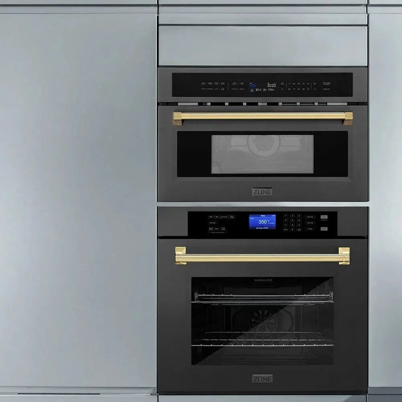 ZLINE 30” Convection Microwave, Black Stainless, Gold MWOZ-30-BS-G by Farmhouse Kitchen and Bath