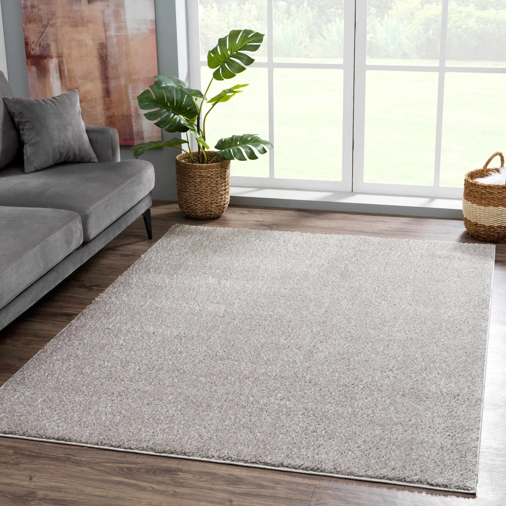 Judy Solid Gray Washable Shag Rug - Clearance by Boutique Rugs
