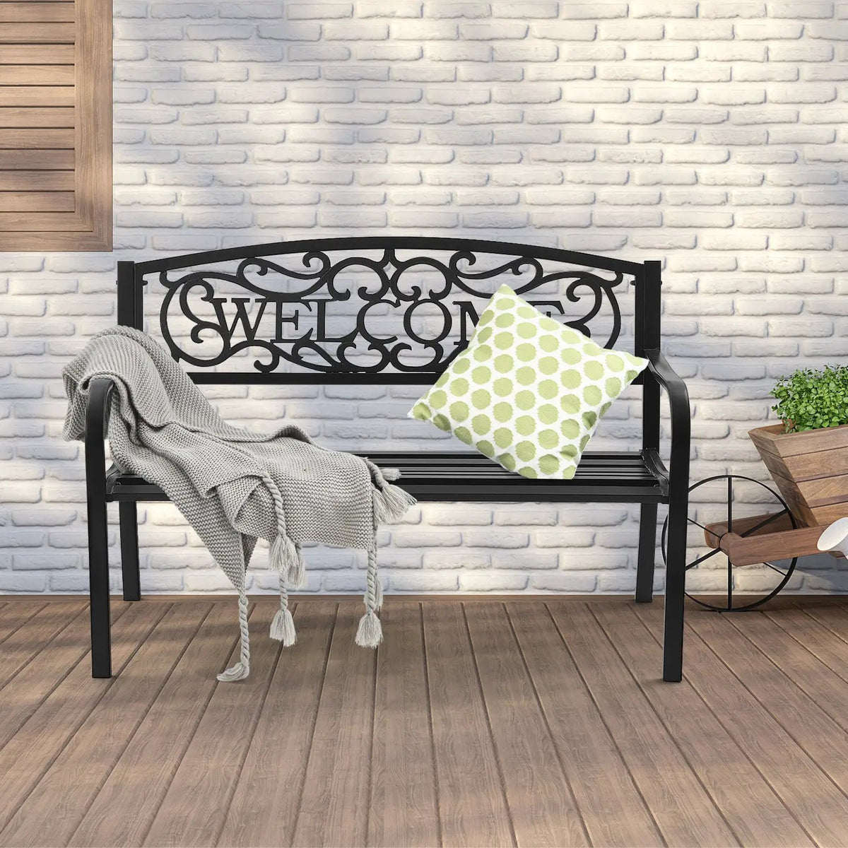 Outdoor Furniture Steel Frame Porch Garden Bench, photo 2 of 16