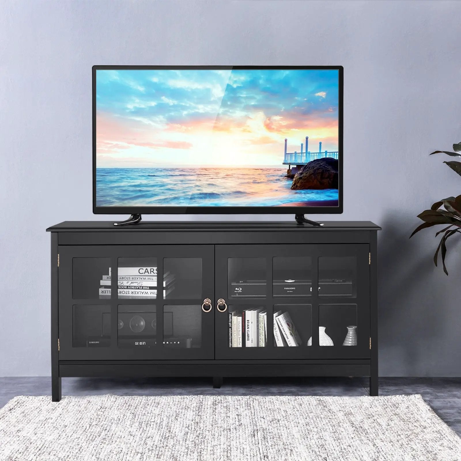 50 Inch Modern Wood Large TV Stand Entertainment Center for TV by DirectDeals