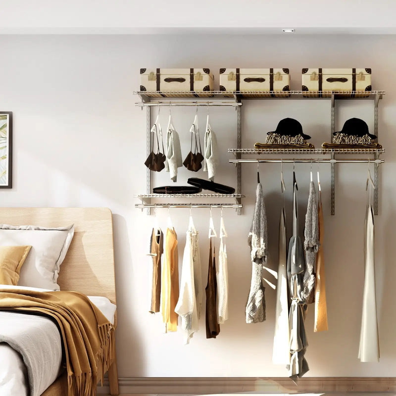 Custom Closet Organizer Kit 3 to 5 Feet Wall-Mounted Closet System with Hang Rod by DirectDeals