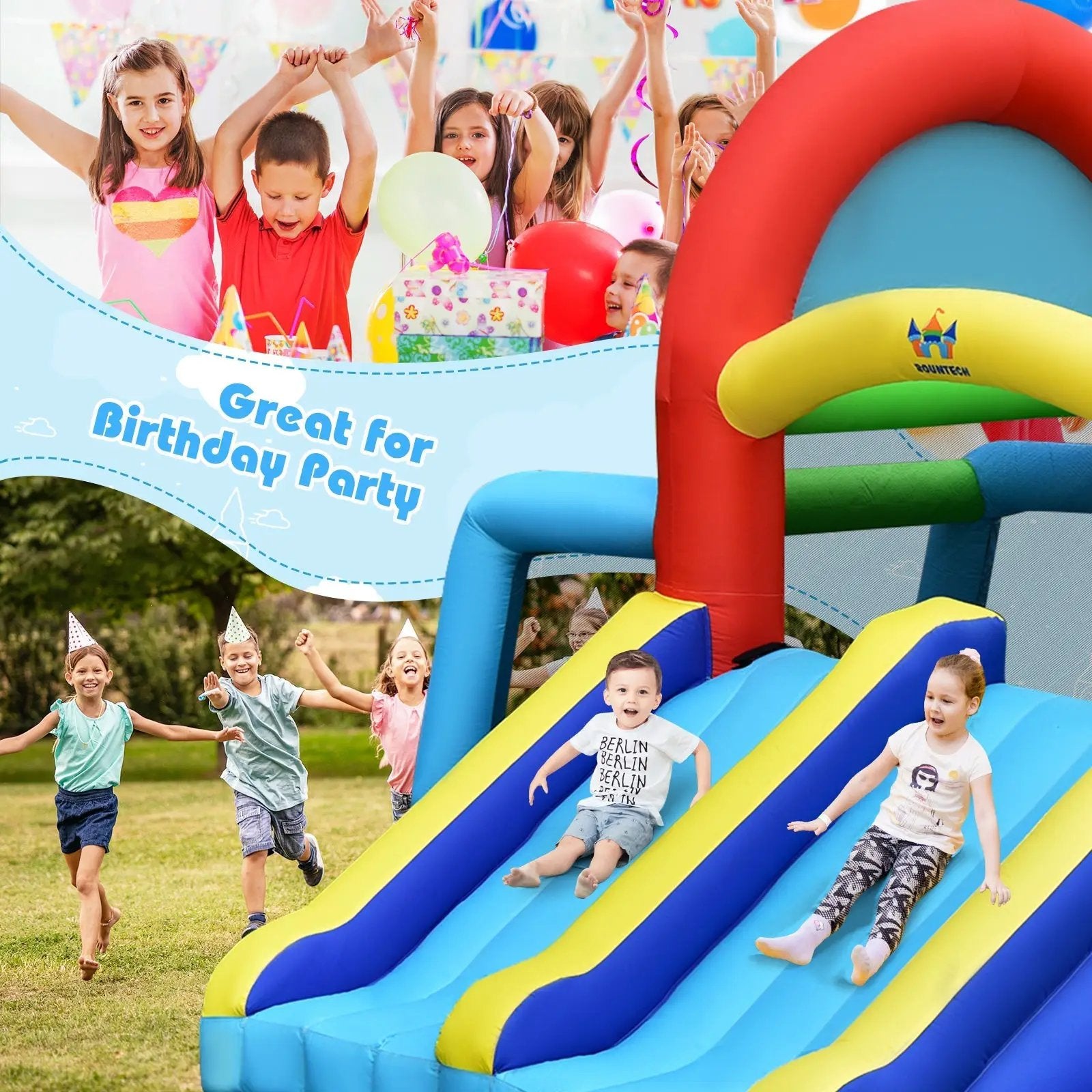 Inflatable Jumping Castle Bounce House with Dual Slides without Blower by DirectDeals