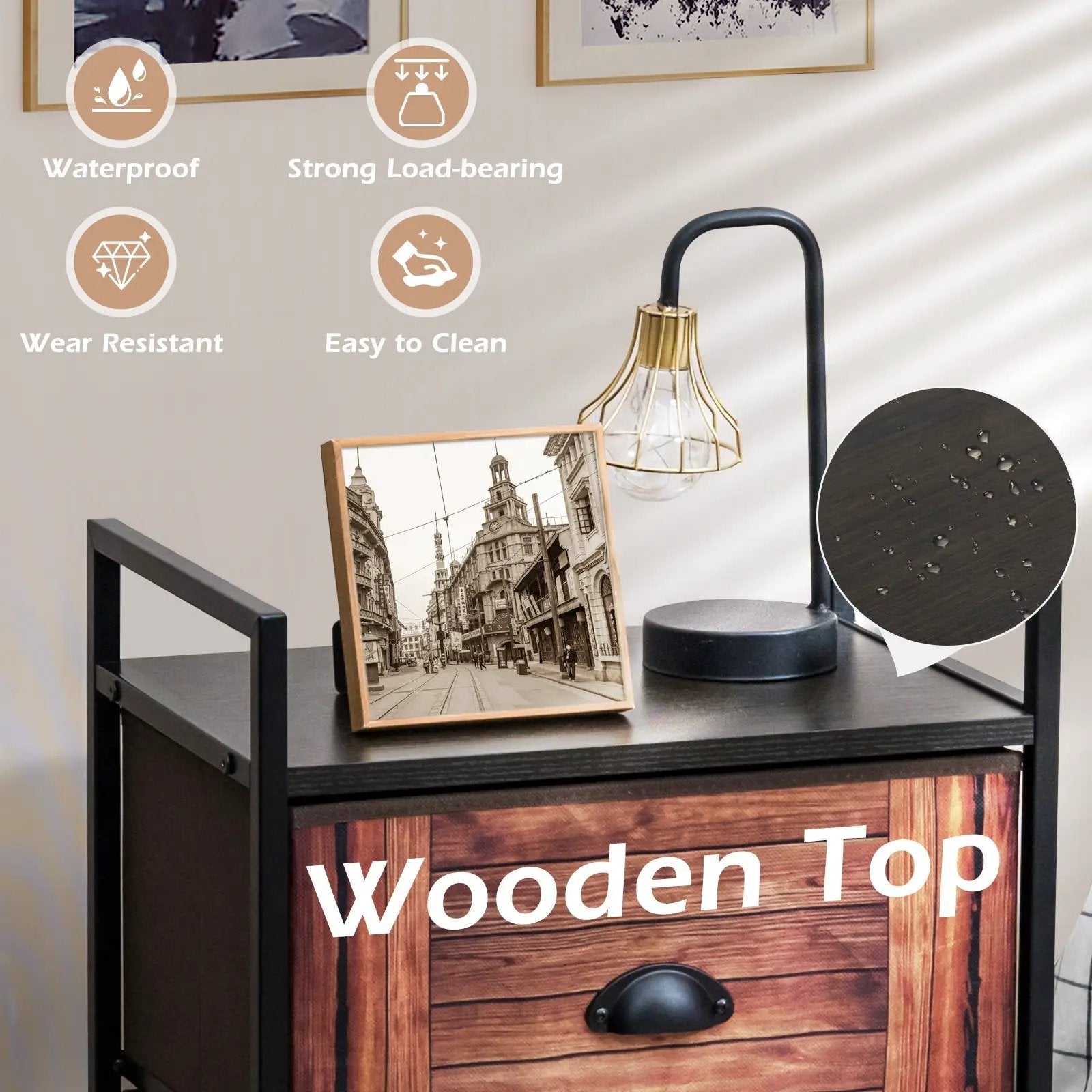 Industrial 3-Layers Fabric Dresser with Fabric Drawers and Steel Frame by DirectDeals