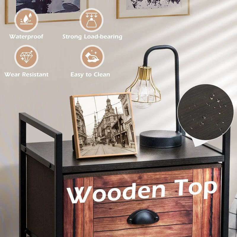 Industrial 3-Layers Fabric Dresser with Fabric Drawers and Steel Frame by DirectDeals
