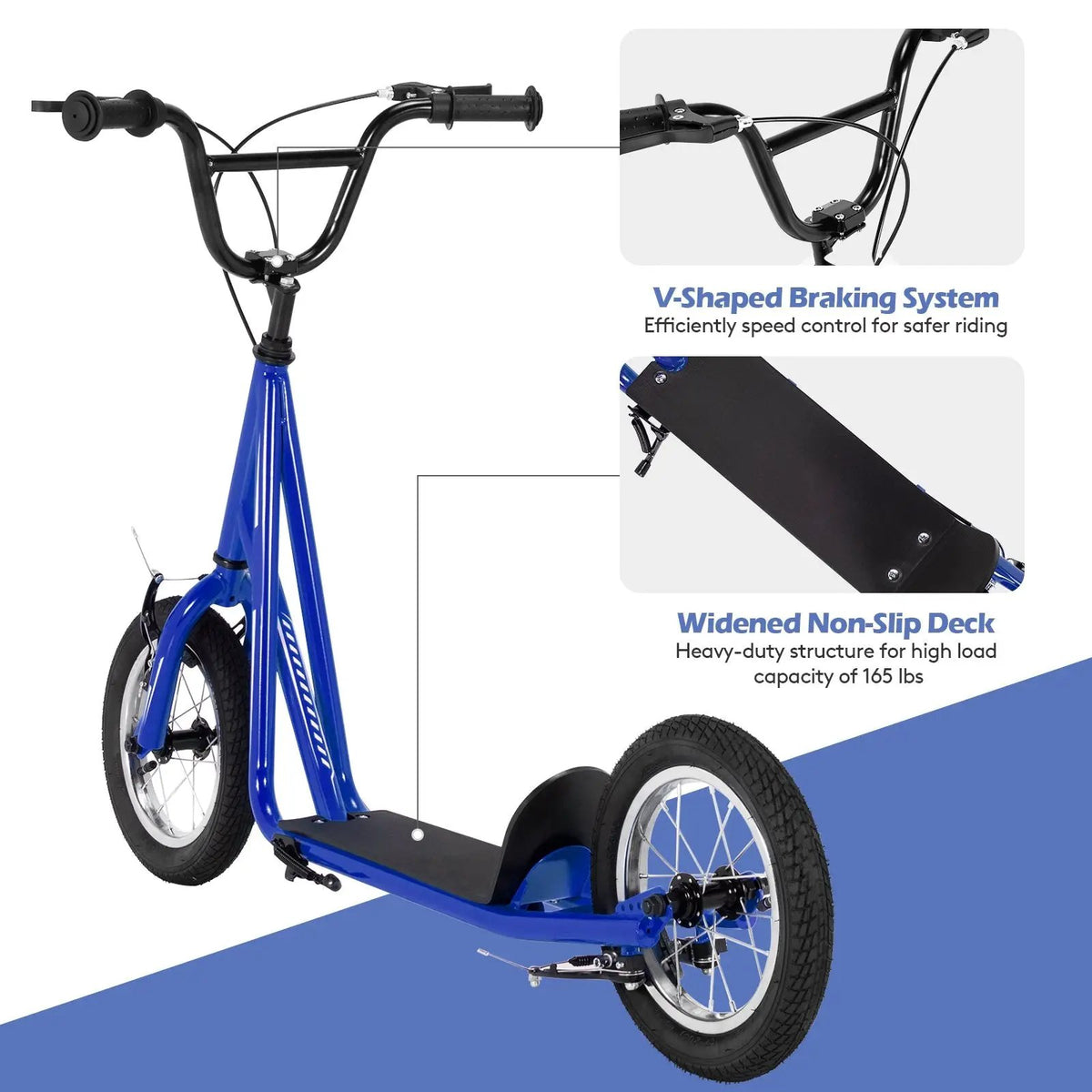 Height Adjustable Kid Kick Scooter with 12 Inch Air Filled Wheel, photo 8 of 12