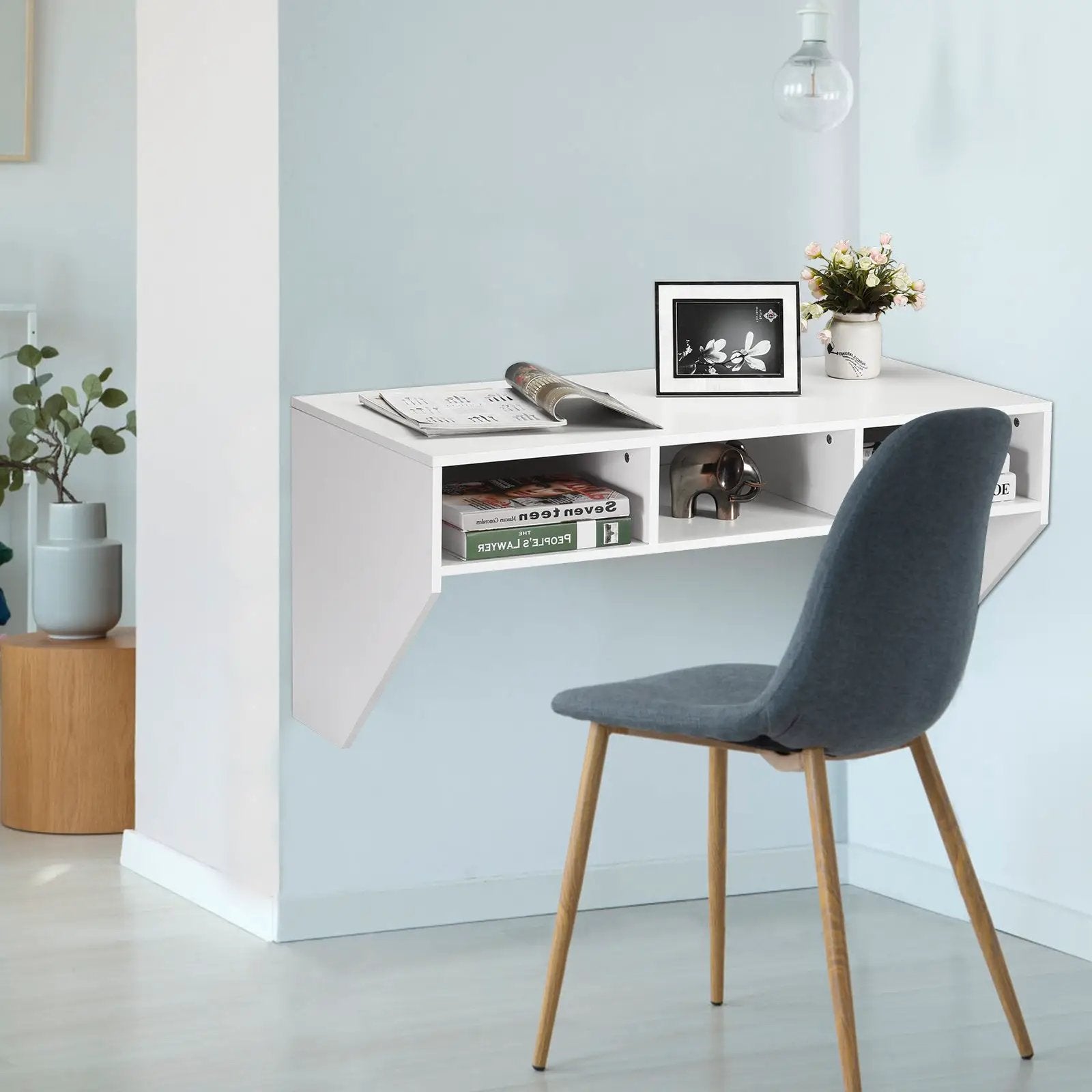 Wall Mounted Floating Computer Table Desk Storage Shelf-White by DirectDeals