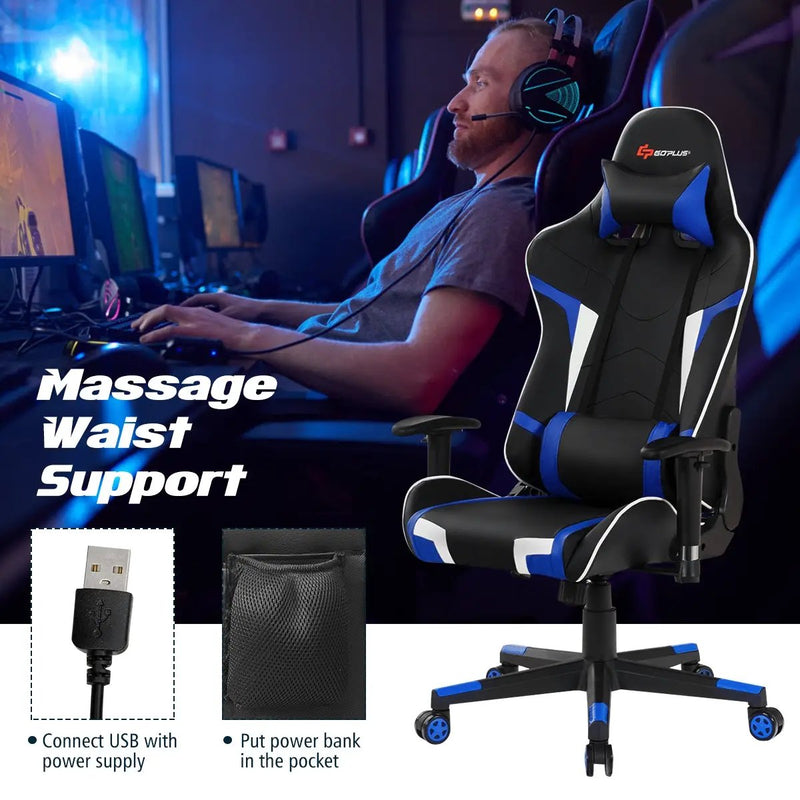 Reclining Swivel Massage Gaming Chair with Lumbar Support by DirectDeals