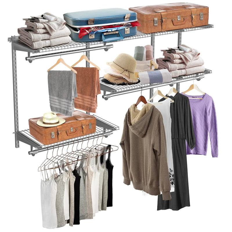 Custom Closet Organizer Kit 3 to 5 Feet Wall-Mounted Closet System with Hang Rod by DirectDeals