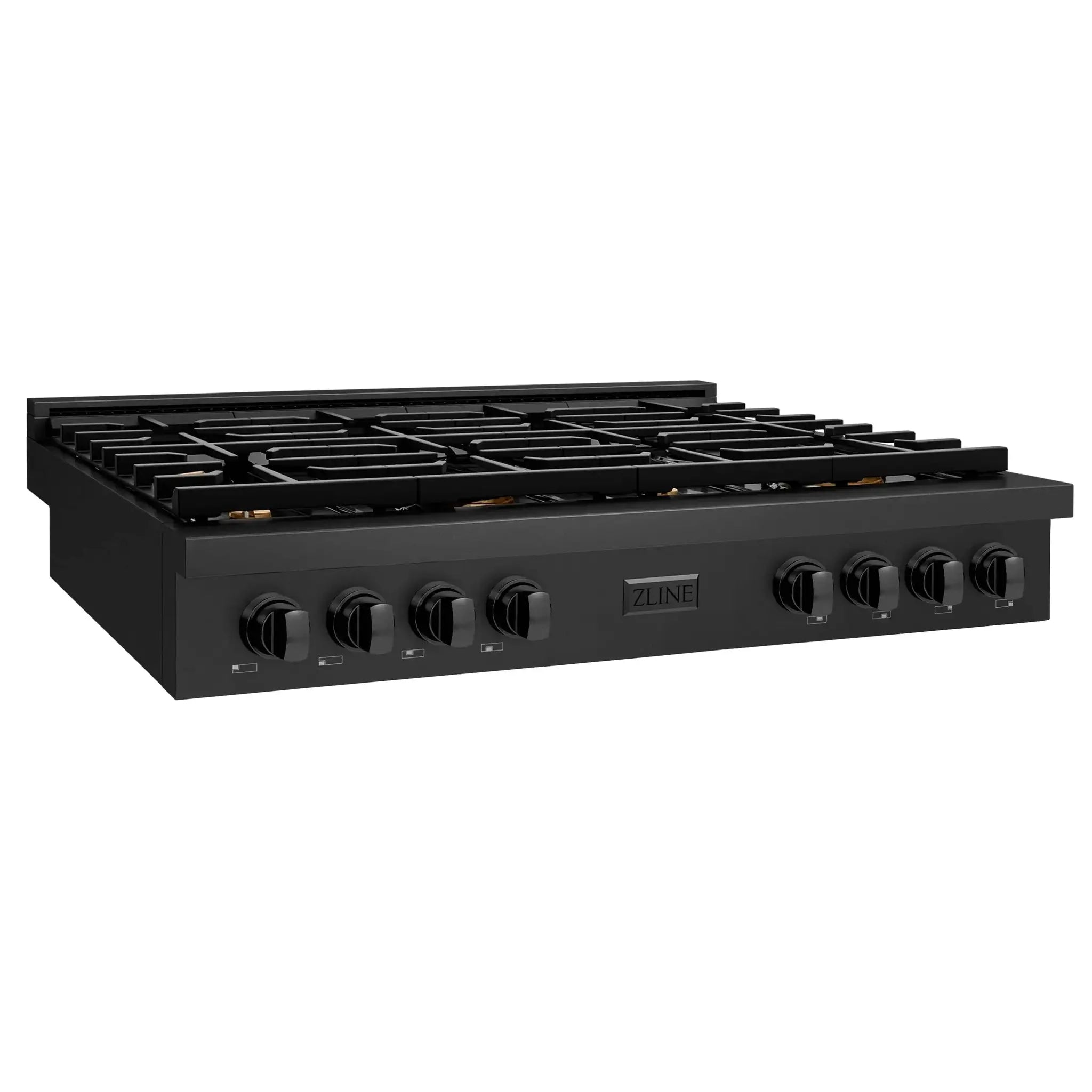ZLINE 48" Paramount Gas Rangetop Black Stainless Steel Brass Burners SRTB-BR-48 by Farmhouse Kitchen and Bath