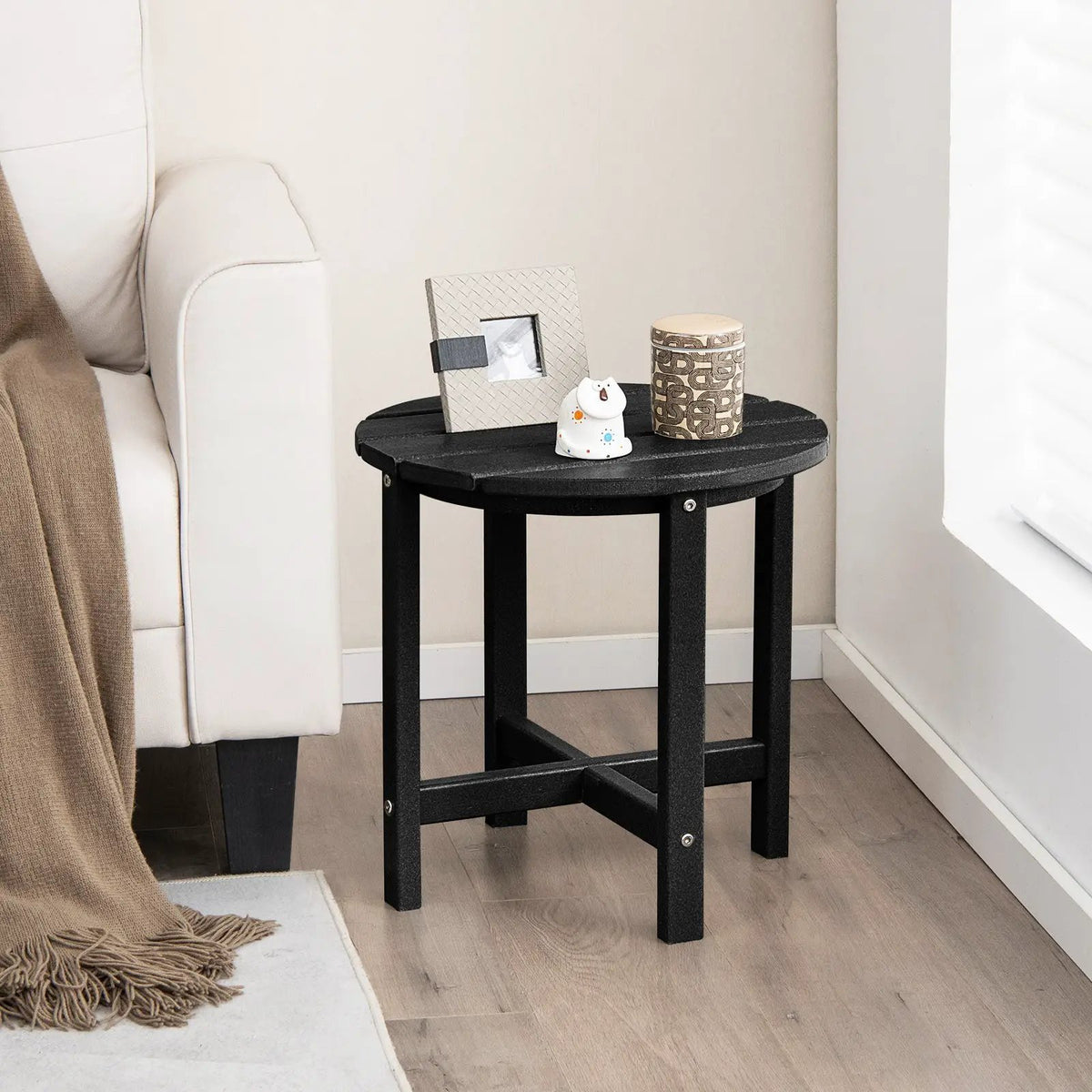 Set of 2 18 Inch Round Weather-Resistant Adirondack Side Tables, photo 2 of 10