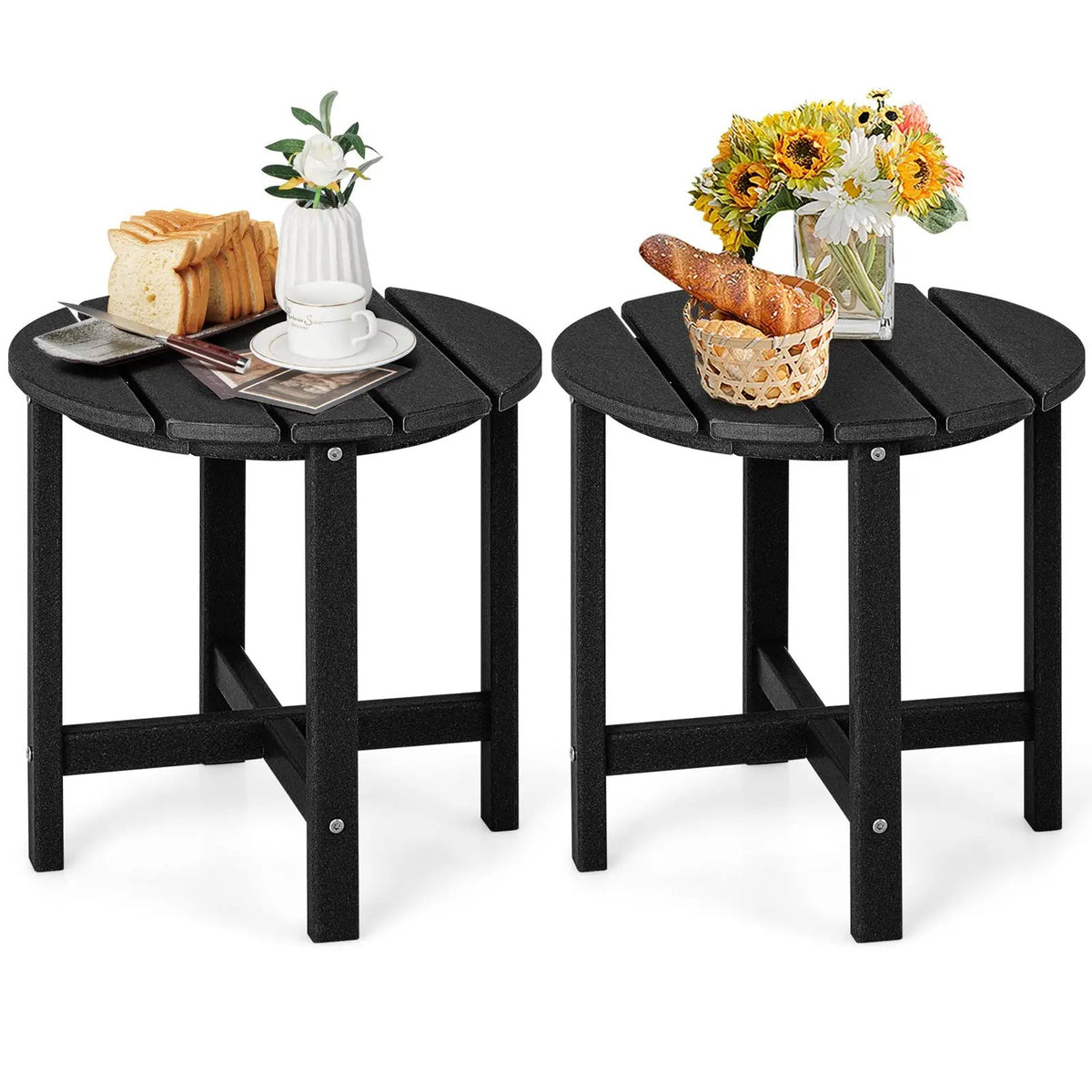 Set of 2 18 Inch Round Weather-Resistant Adirondack Side Tables, photo 3 of 10