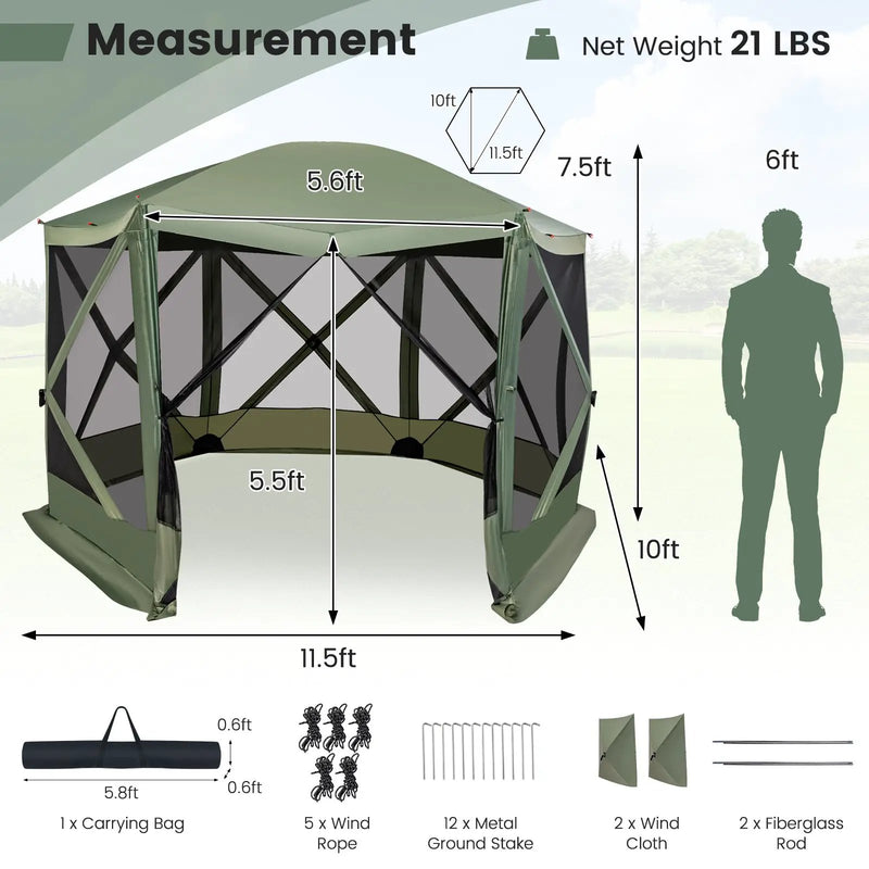 11.5 X 11.5 FT Pop-up Screen House Tent with Portable Carrying Bag by DirectDeals