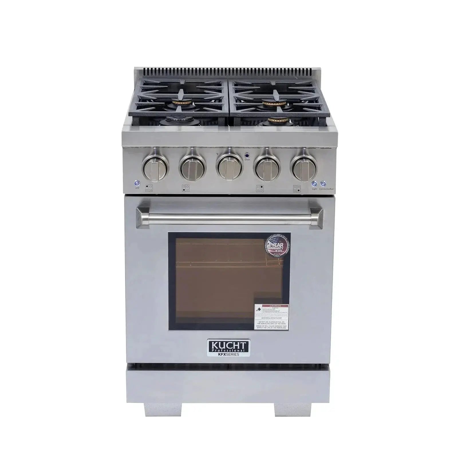 Kucht Professional 24" Gas Range Stainless Steel, True Simmer Burners, KFX2400X-S by Farmhouse Kitchen and Bath