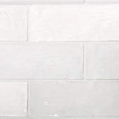 White 2.58 in. x 8 in. Polished Ceramic Subway Tile (5.38 sq ft/case) by Apollo Tile