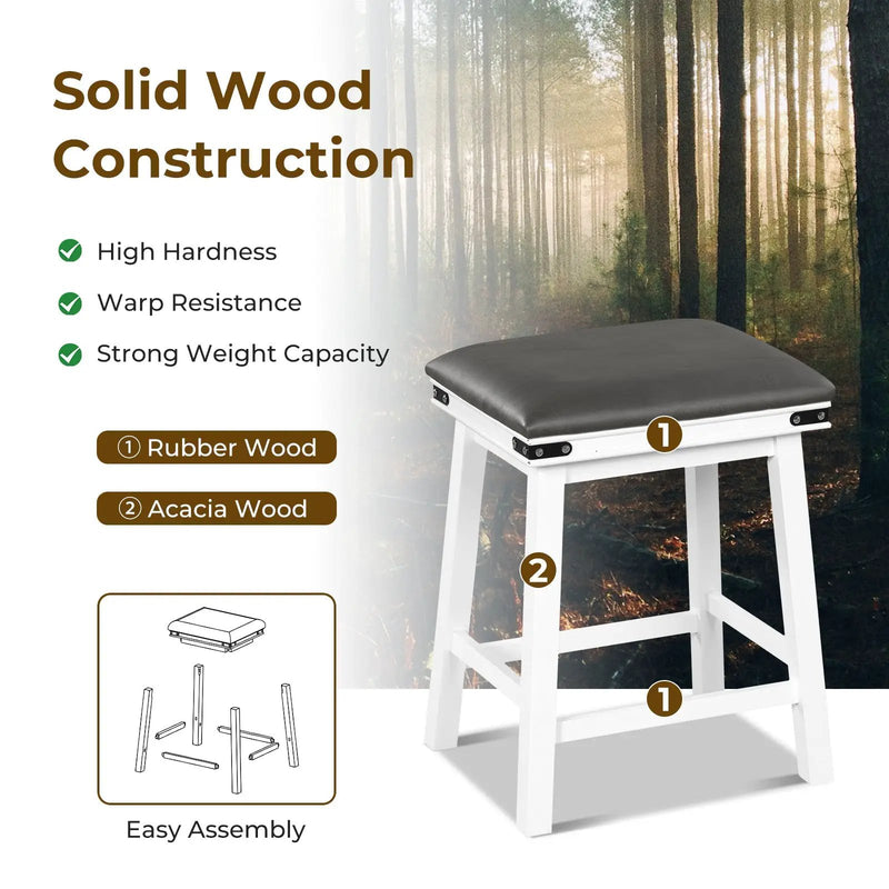 Set of 2 24/30 Inch Dining Bar Stool with Acacia Wood Frame by DirectDeals