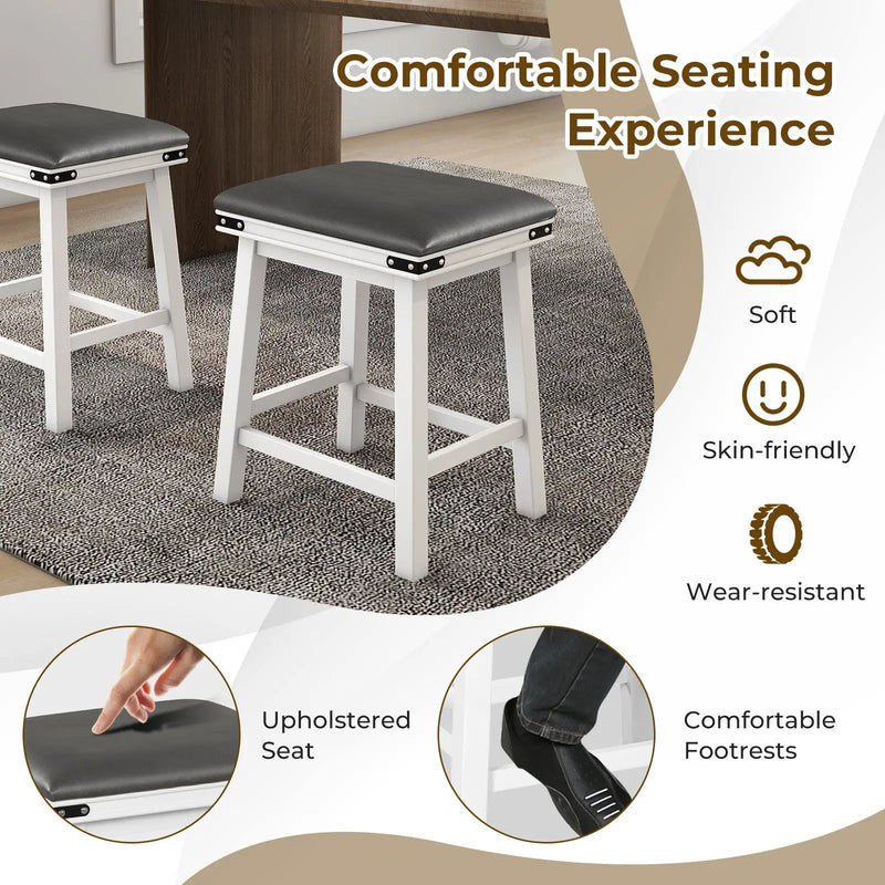 Set of 2 24/30 Inch Dining Bar Stool with Acacia Wood Frame by DirectDeals