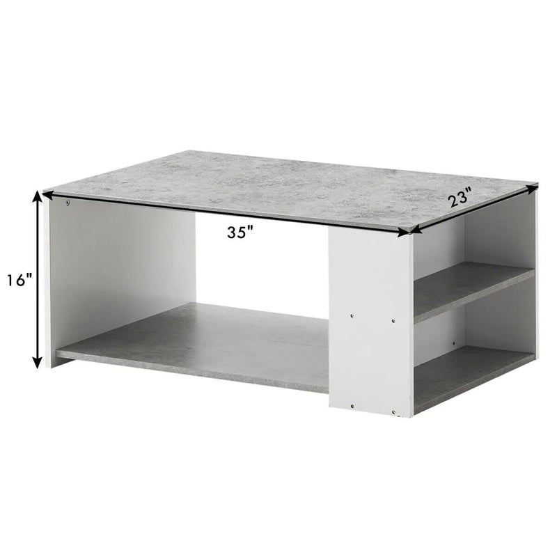 Coffee Table Sofa Side Table with Storage Shelves by DirectDeals