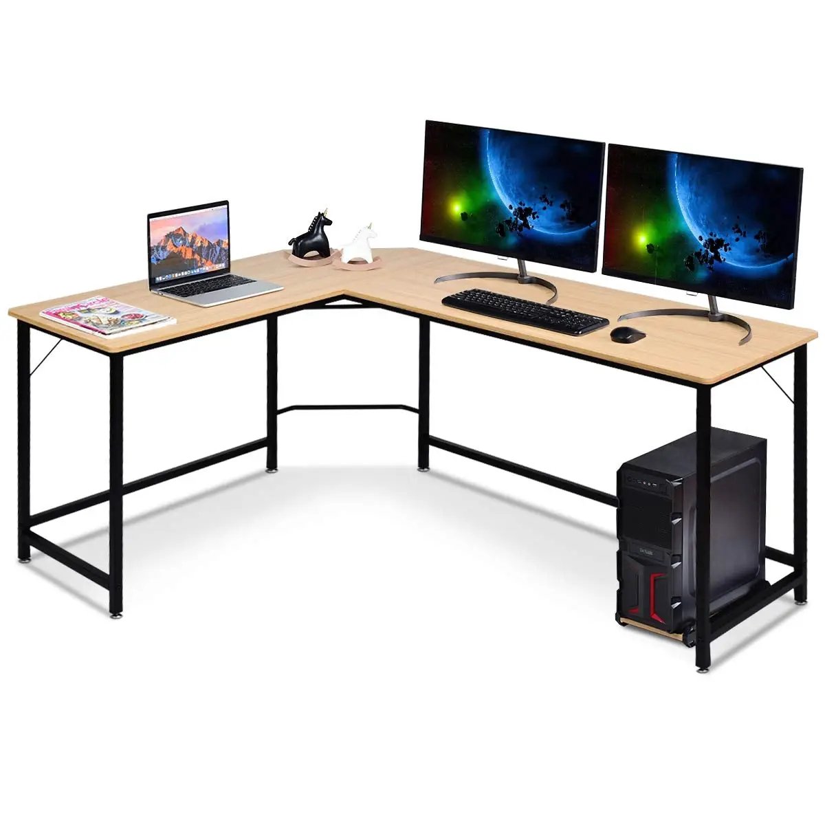 L Shaped Desk Corner Computer Desk PC Laptop Gaming Table Workstation by DirectDeals