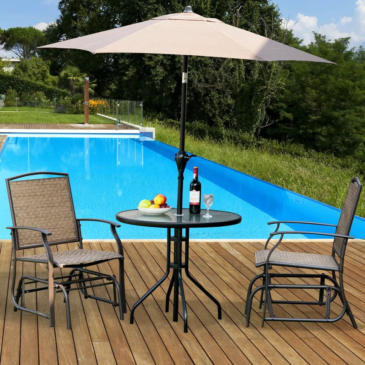 2 Pieces Patio Swing Single Glider Chair Rocking Seating by DirectDeals
