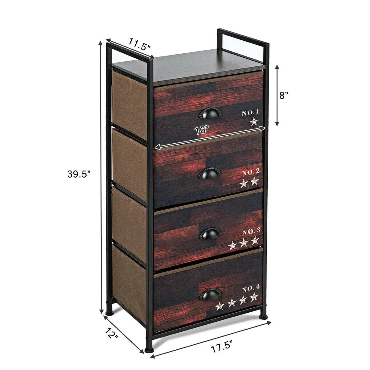 Industrial 4 Fabric Drawers Storage Dresser with Fabric Drawers and Steel Frame by DirectDeals