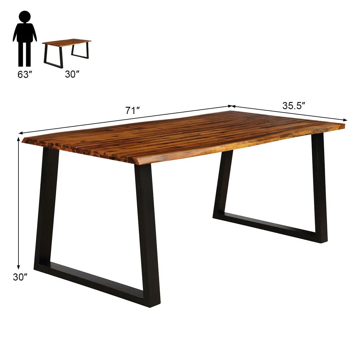 Rectangular Acacia Wood Dining Table by DirectDeals