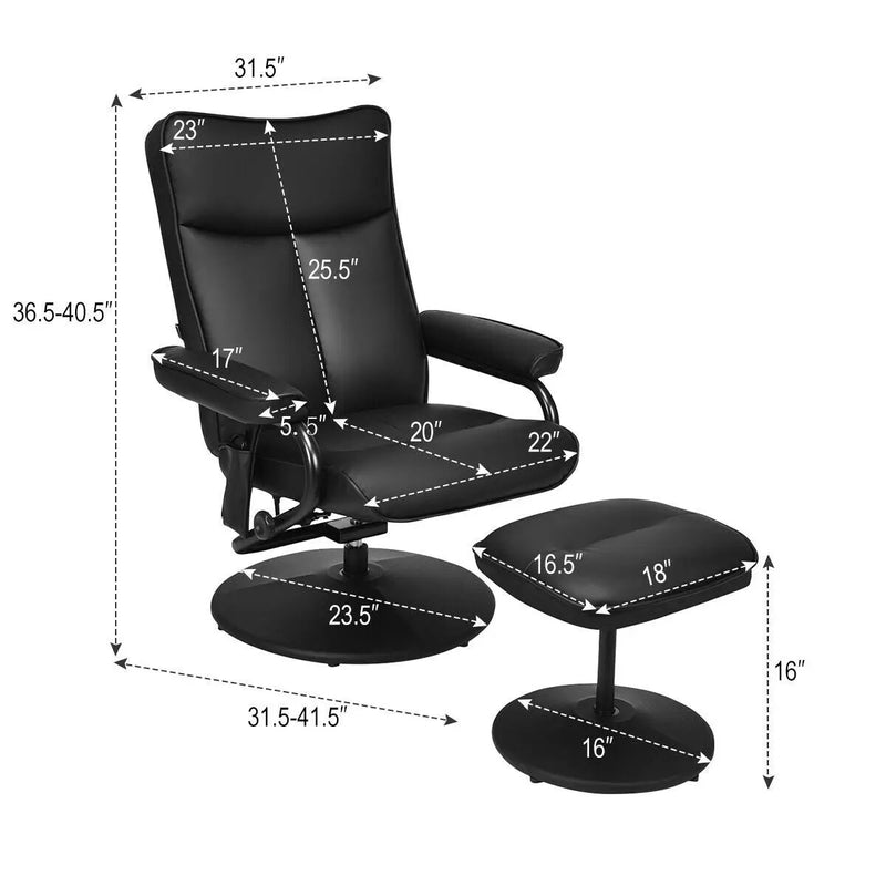 Electric Massage Recliner Chair with Ottoman and Remote Control by DirectDeals